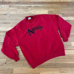Vintage 80s/90s X-Mas Red Crewneck Sweatshirt "Naughty" 50/50 USA Made  - 2XL